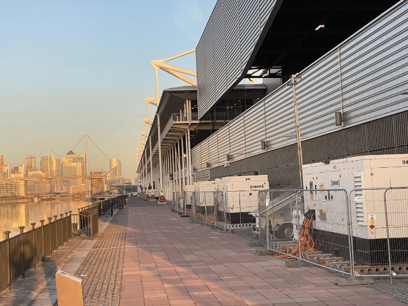 Temporary power generators installed by MEMS to support the Nightingale Hospital during COVID-19