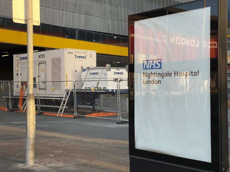 MEMS generator powering London’s Nightingale Hospital, showcasing how to right size a power solution during critical times.